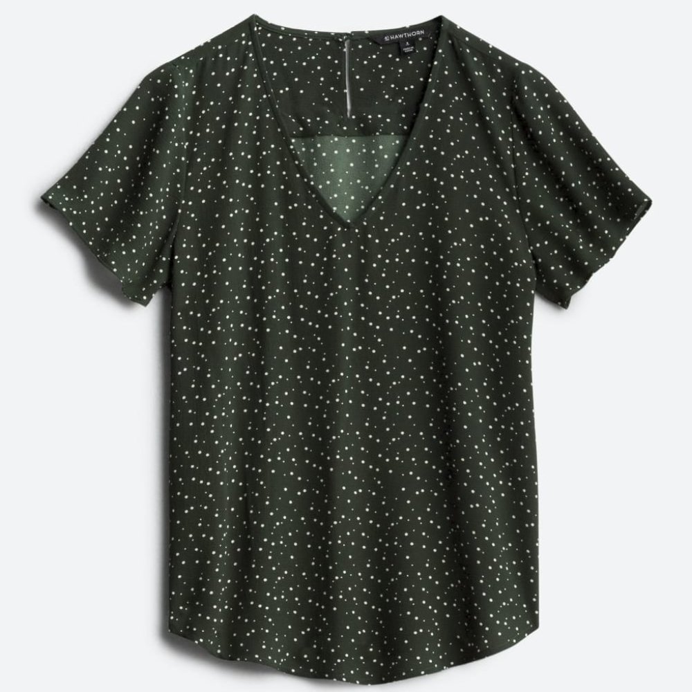 41 Hawthorn Zari V-Neck Flutter Sleeve Blouse - M